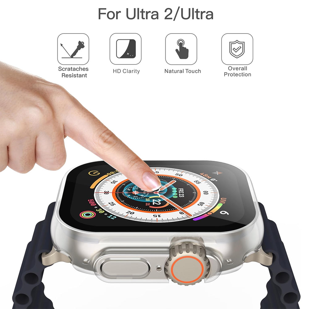Apple Watch Ultra/Ultra 2 49mm Case with Glass Screen Protector by Swiftshield (2 Pack - Clear)