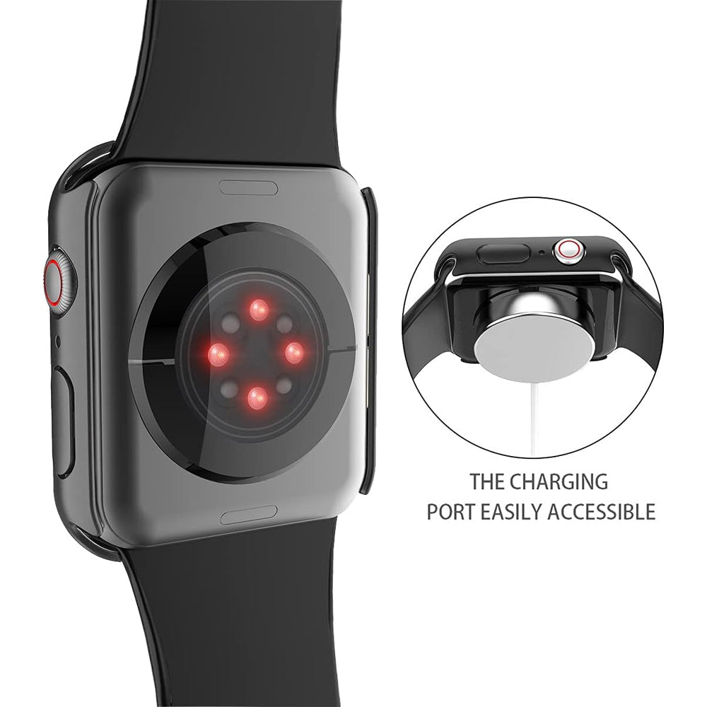 Apple Watch 45mm Case with Glass Screen Protector by SwiftShield (2 Pack - Black)