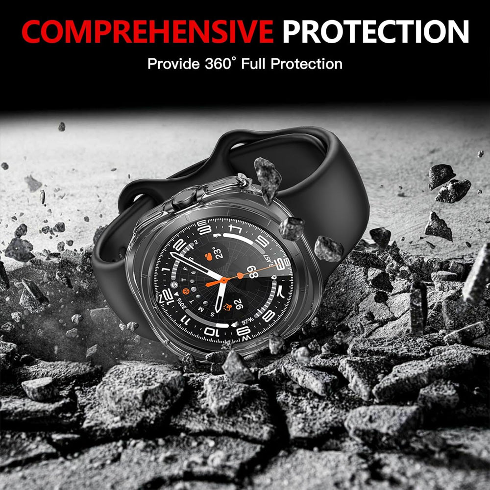 Samsung Galaxy Watch Ultra (2025) 47mm Case with Glass Screen Protector by SwiftShield (2 Pack - Clear)