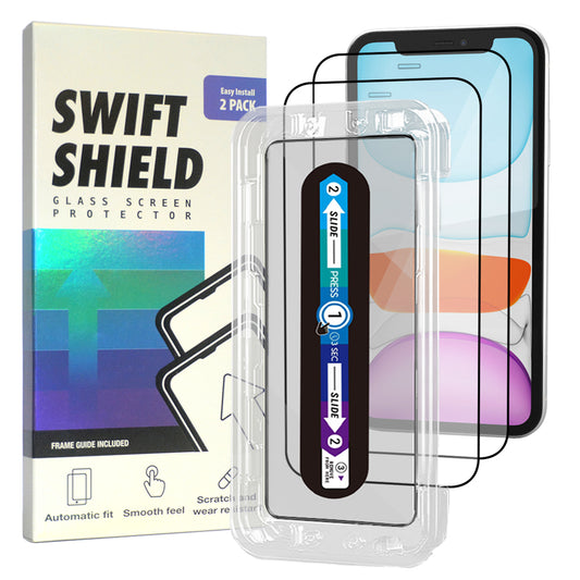 iPhone 11 Clear Premium Tempered Glass Screen Protector Alignment Kit by SwiftShield [2-Pack]