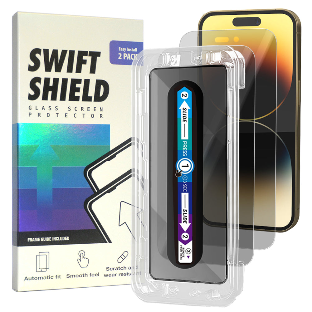 iPhone 14 Pro Max Privacy Premium Tempered Glass Screen Protector Alignment Kit by SwiftShield [2-Pack]