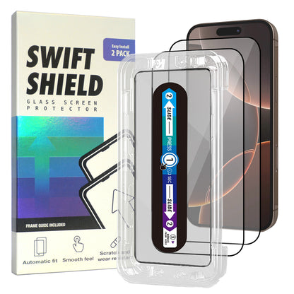 iPhone 16 Pro Clear Premium Tempered Glass Screen Protector Alignment Kit by SwiftShield [2-Pack]