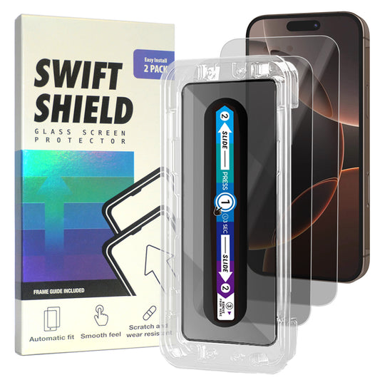 iPhone 16 Pro Privacy Premium Tempered Glass Screen Protector Alignment Kit by SwiftShield [2-Pack]