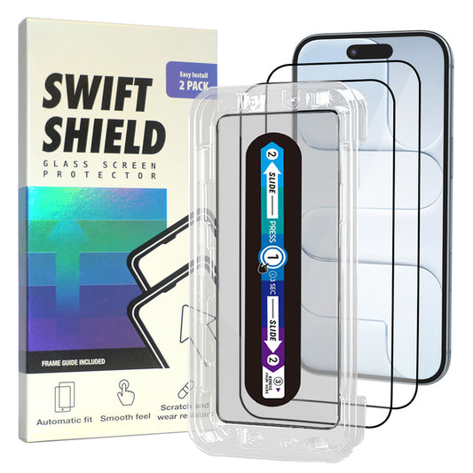 iPhone Air Tempered Glass Screen Protector [2-Pack] with Easy Alignment Frame – Clear, Premium by SwiftShield