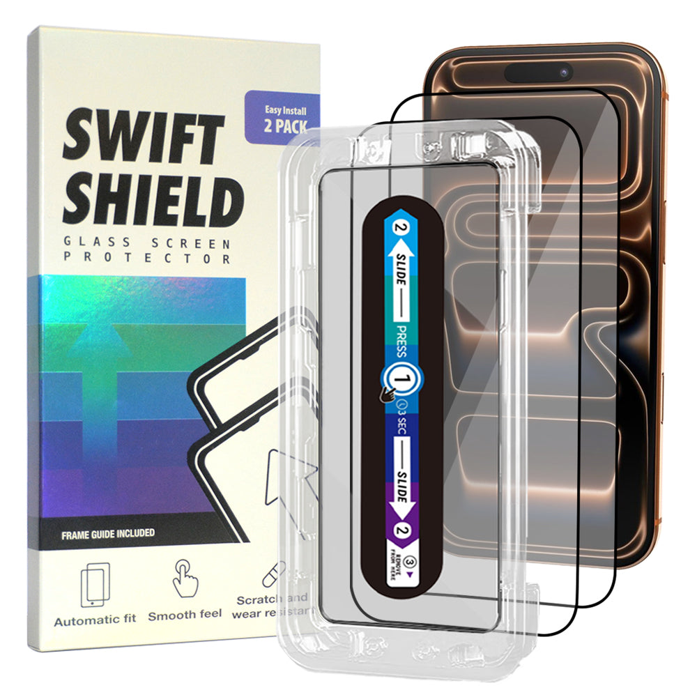 iPhone 17 Pro Tempered Glass Screen Protector [2-Pack] with Easy Alignment Frame – Clear, Premium by SwiftShield