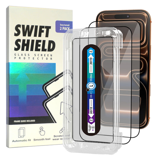iPhone 17 Pro Tempered Glass Screen Protector [2-Pack] with Easy Alignment Frame – Clear, Premium by SwiftShield