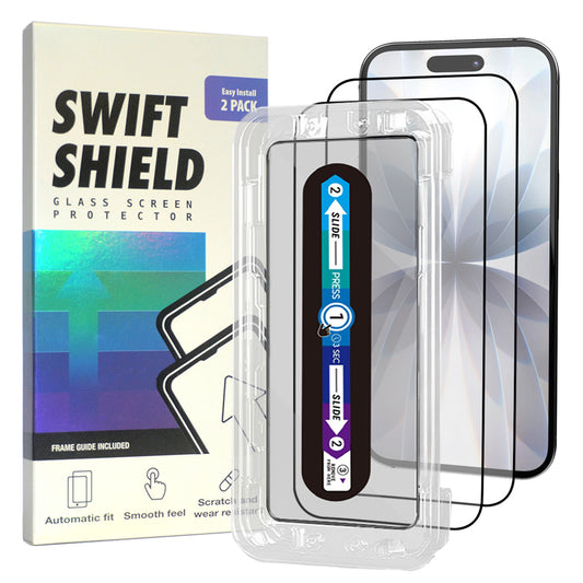 iPhone 17 Tempered Glass Screen Protector [2-Pack] with Easy Alignment Frame – Clear, Premium by SwiftShield