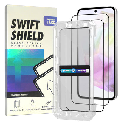 Samsung Galaxy A35 5G Clear Premium Tempered Glass Screen Protector Alignment Kit by SwiftShield [2-Pack]