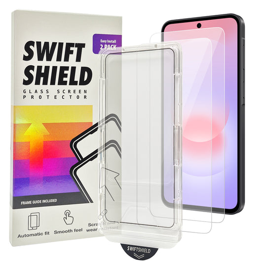 Samsung Galaxy A37 5G Tempered Glass Screen Protector [2-Pack] with Easy Alignment Frame – Clear, Premium by SwiftShield