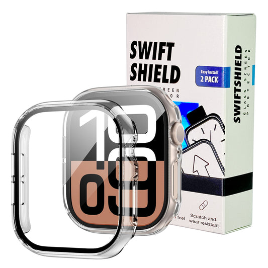 Apple Watch Series 10 (46mm) Case with Glass Screen Protector by SwiftShield (2 Pack - Clear)