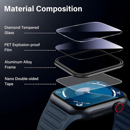 Apple Watch 41mm Glass Screen Protector Alignment Kit by SwiftShield (2 Pack - Black)