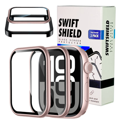 Apple Watch Series 10 (46mm) Glass Screen Protector Alignment Kit by SwiftShield (2 Pack - Rose Gold)