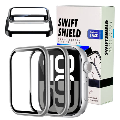 Apple Watch Series 10 (46mm) Glass Screen Protector Alignment Kit by SwiftShield (2 Pack - Silver)