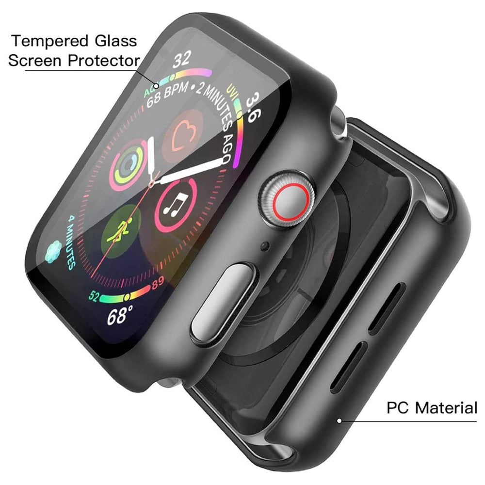 Apple Watch 40mm Case with Glass Screen Protector by SwiftShield (2 Pack - Black + Clear)