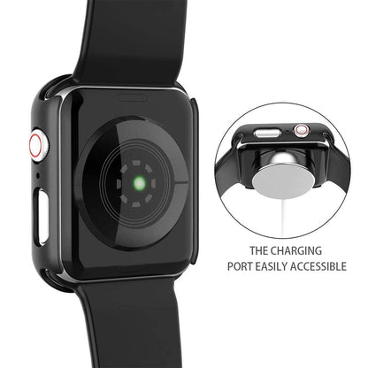 Apple Watch 40mm Case with Glass Screen Protector by SwiftShield (2 Pack - Black + Clear)