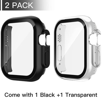 Apple Watch Ultra/Ultra 2 49mm Case with Glass Screen Protector by Swiftshield (2 Pack - Black + Clear)