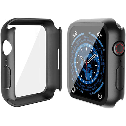 Apple Watch 41mm Case with Glass Screen Protector by SwiftShield (2 Pack - Black + Clear)