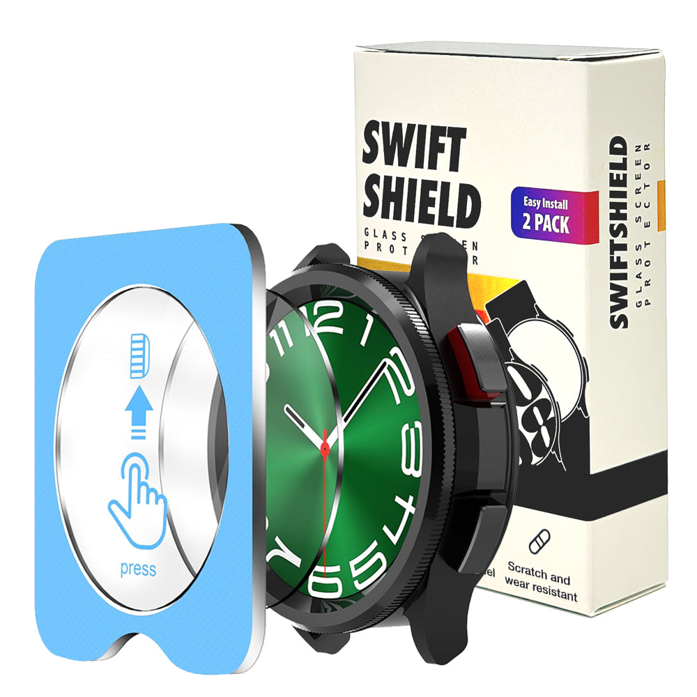 Samsung Galaxy Watch 6 Classic 47mm Glass Screen Protector Alignment Kit by SwiftShield (2 Pack - Clear)