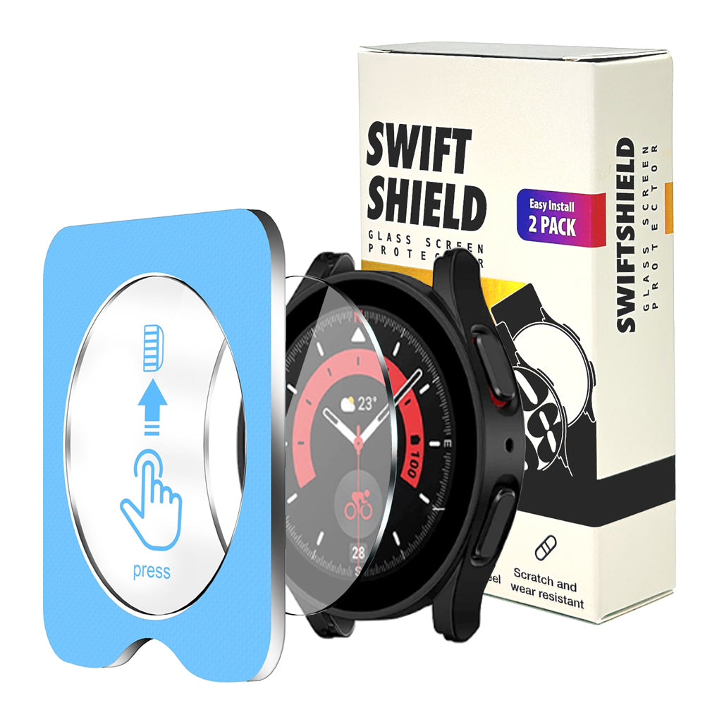 Samsung Galaxy Watch 5 Pro 45mm Glass Screen Protector Alignment Kit by SwiftShield (2 Pack - Clear)