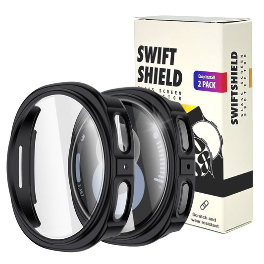 Samsung Galaxy Watch 8 40mm Case with Glass Screen Protector by SwiftShield (2 Pack - Black)