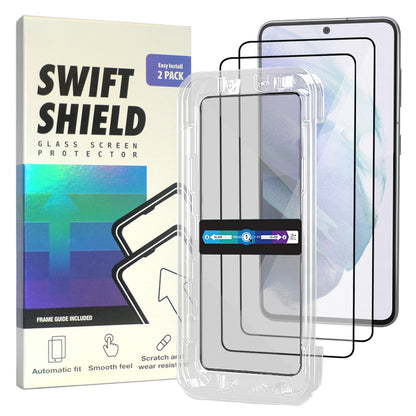 Samsung Galaxy S21 Clear Premium Tempered Glass Screen Protector Alignment Kit by SwiftShield [2-Pack]