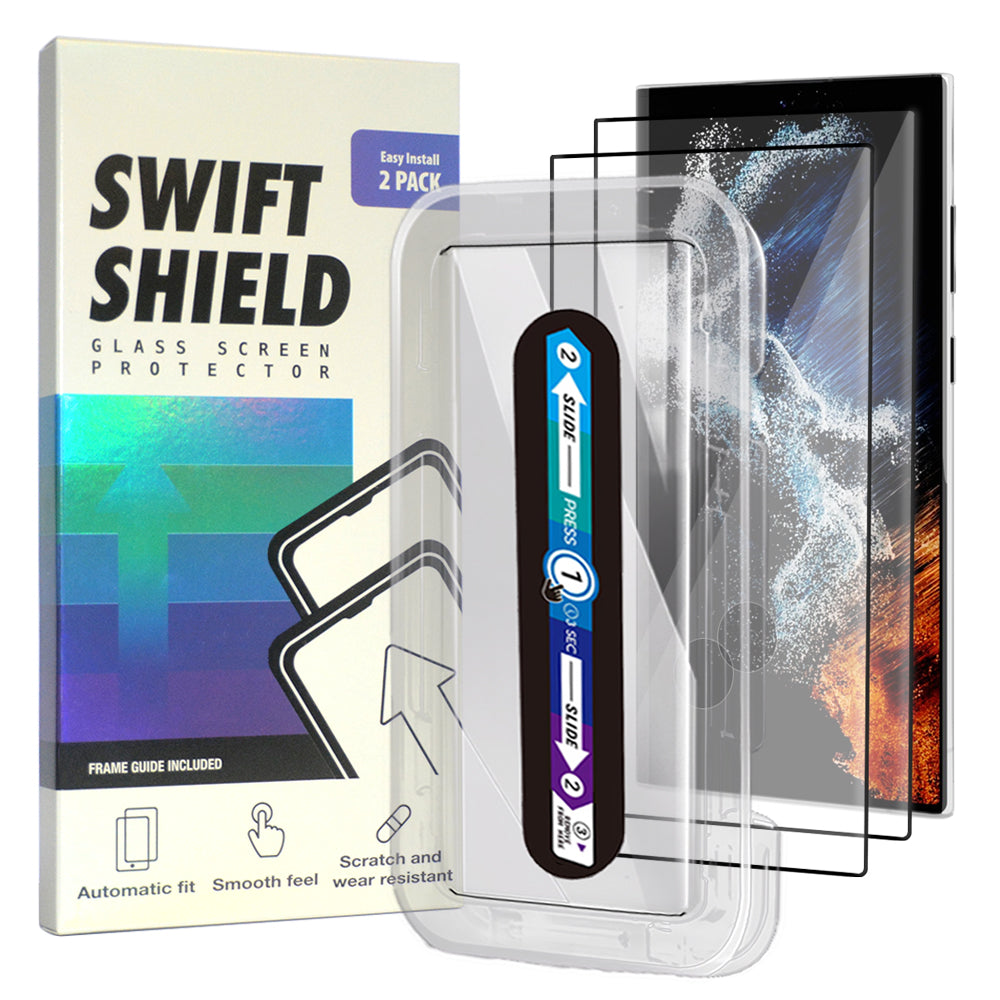 Samsung Galaxy S22 Ultra Clear Premium Tempered Glass Screen Protector Alignment Kit by SwiftShield [2-Pack]