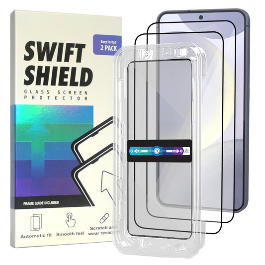 Samsung Galaxy S24 Clear Premium Tempered Glass Screen Protector Alignment Kit by SwiftShield [2-Pack]