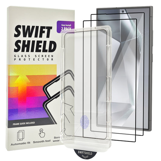 Samsung Galaxy S24 Ultra Tempered Glass Screen Protector [2-Pack] with Easy Alignment Frame – Clear, Premium by SwiftShield