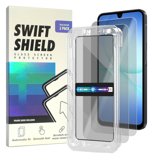 Samsung Galaxy S25 FE Tempered Glass Screen Protector [2-Pack] with Easy Alignment Frame – Privacy, Premium by SwiftShield