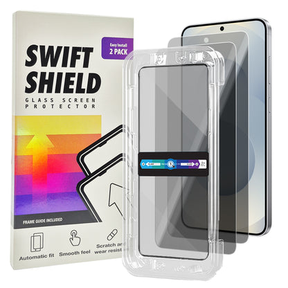 Samsung Galaxy S25 Plus Privacy Tempered Glass Screen Protector Alignment Kit by SwiftShield [2-Pack]