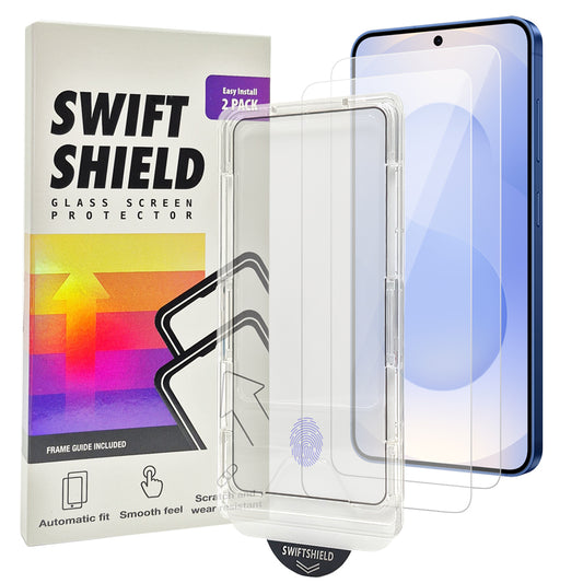 Samsung Galaxy S25 Tempered Glass Screen Protector [2-Pack] with Easy Alignment Frame – Clear, Premium by SwiftShield