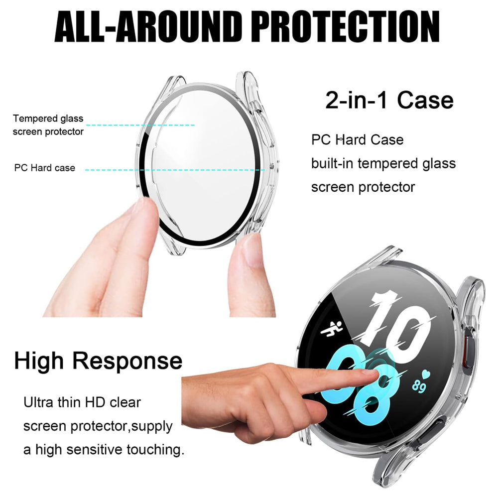 Samsung Galaxy Watch 5 40mm Case with Glass Screen Protector by SwiftShield (2 Pack - Clear)