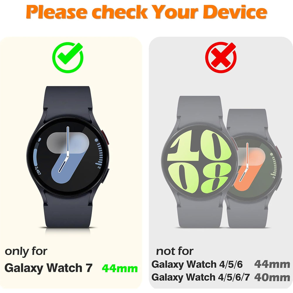 Samsung Galaxy Watch 7 44mm Case with Glass Screen Protector by SwiftShield (2 Pack - Black)