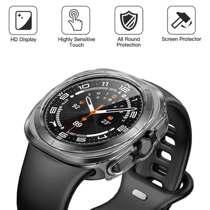 Samsung Galaxy Watch Ultra 47mm Case with Glass Screen Protector by SwiftShield (2 Pack - Clear)