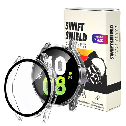 Samsung Galaxy Watch FE 40mm Case with Glass Screen Protector by SwiftShield (2 Pack - Clear)