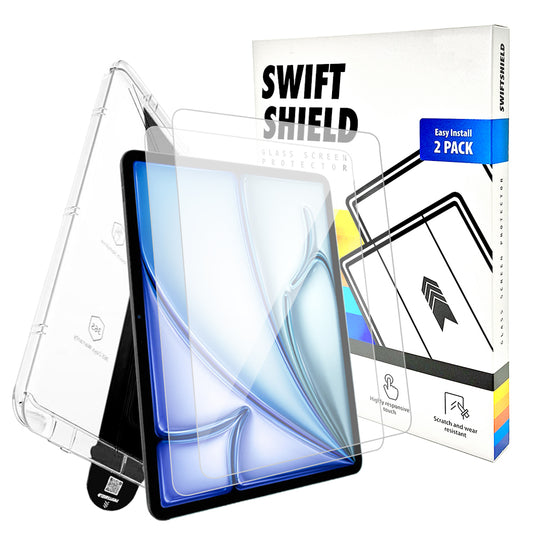 iPad Air 11" M2 Clear Premium Tempered Glass Screen Protector Alignment Kit by SwiftShield [2-Pack]