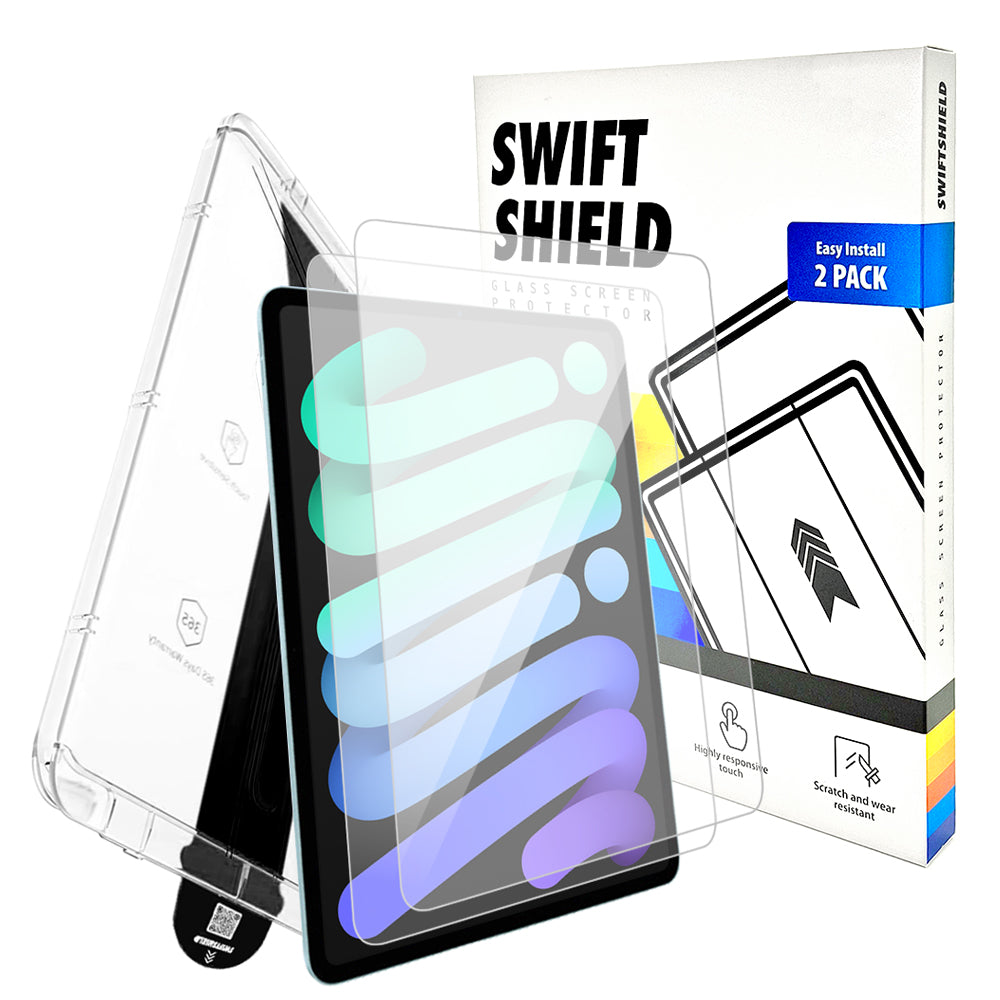 iPad Mini 6 Clear Premium Tempered Glass Screen Protector Alignment Kit by SwiftShield [2-Pack]