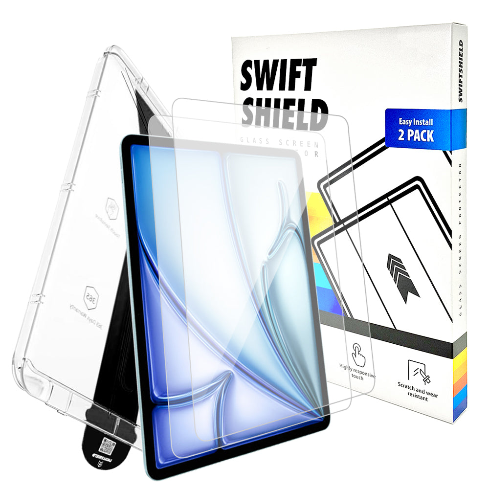 iPad Mini A17 Clear Premium Tempered Glass Screen Protector Alignment Kit by SwiftShield [2-Pack]